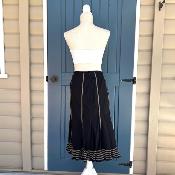 Vintage Nine West Black Red and White Stripes Midi A-Line Skirt Women Size 10 - Picture 3 of 7